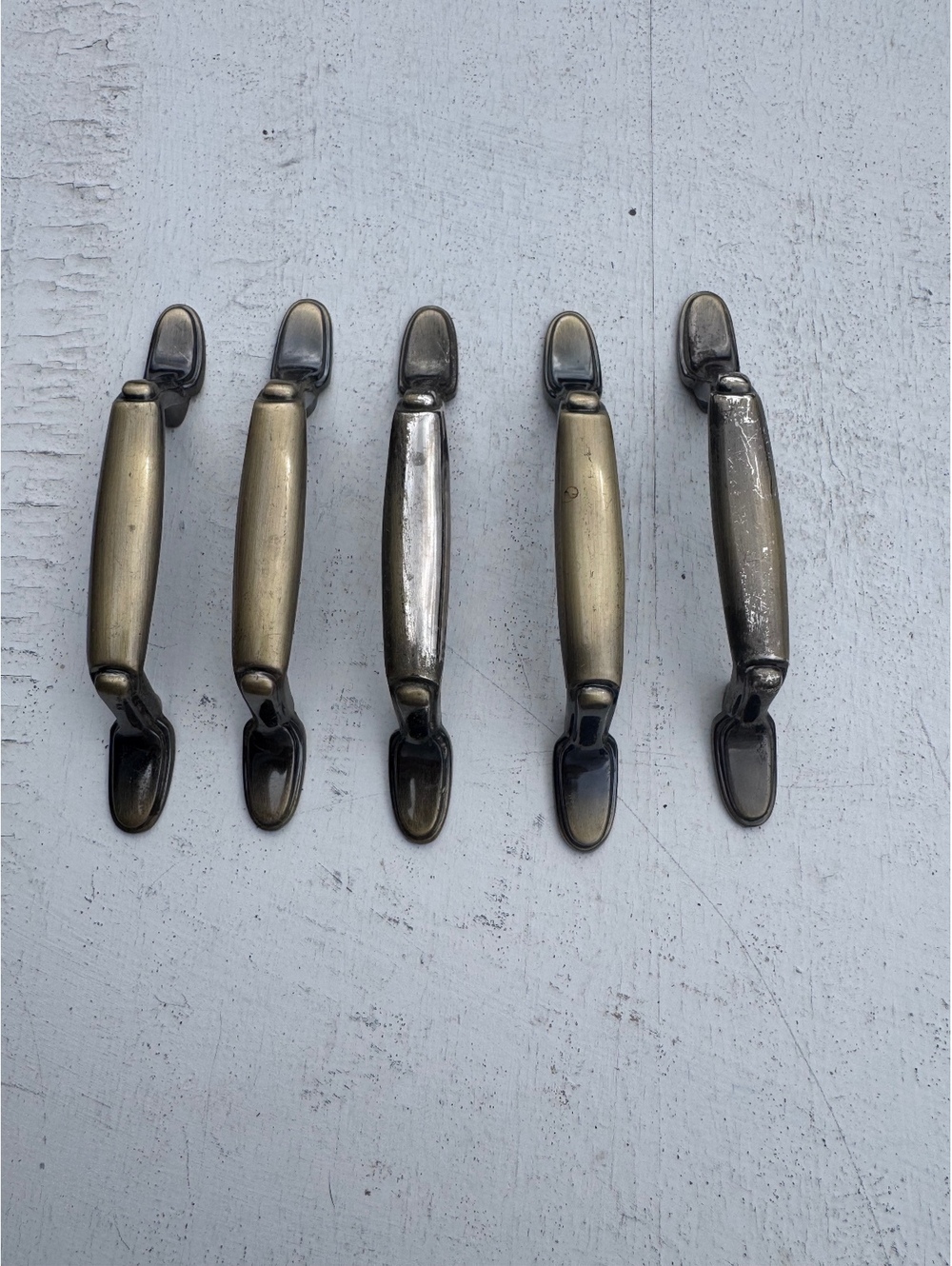 Vintage Cabinet Drawer Pulls Set of 5 Antique Brass Bronze 4.5” Hardware